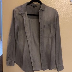 Distressed grey denim button down size S
